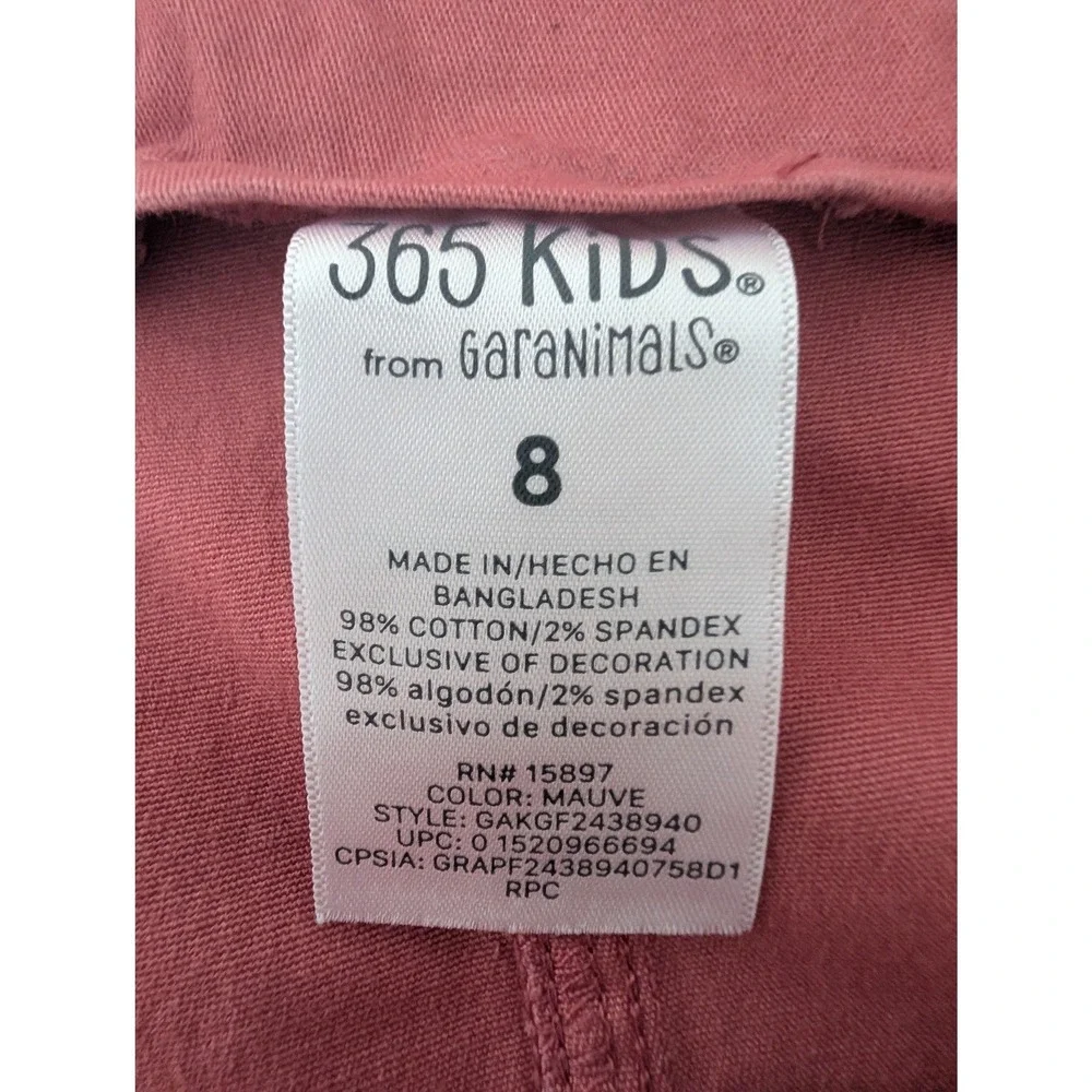 365 Kids Garanimals Mauve Pink Floral Embroidered Pinafore Overall Dress Size 8